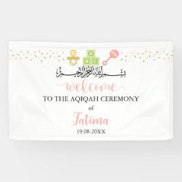 Niedlich White Aqiqah Aqeeqah Begrüßungszeichen Banner