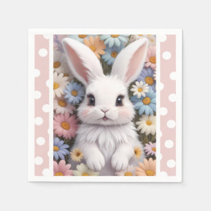 Niedlich White Bunny Pastel Daisy Blume Serviette