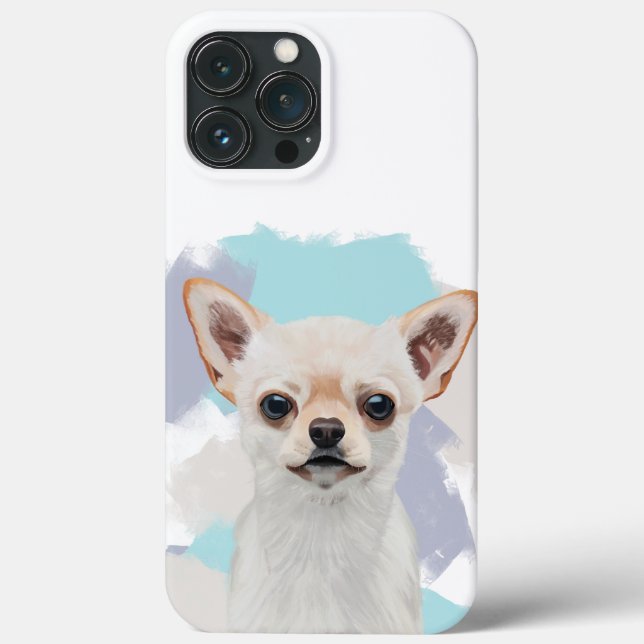 Niedlich White Chihuahua Abstrakt Blue Case-Mate iPhone Hülle (Rückseite)