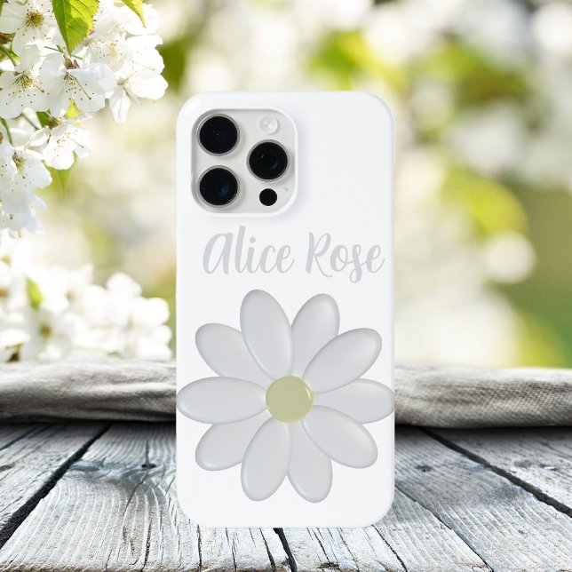 Niedlich White Daisy Blume Individuelle Name Moder title_seo2 (A cute white daisy phone case with space for your name)