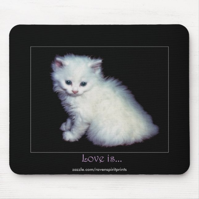 Niedlich White Kitten Art Mousepad (Vorne)