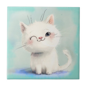 Niedlich White Kitten Fliese