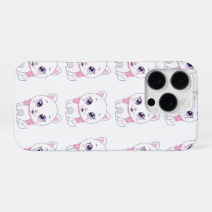 Niedlich White Kitten Illustration iPhone 16 Pro Hülle