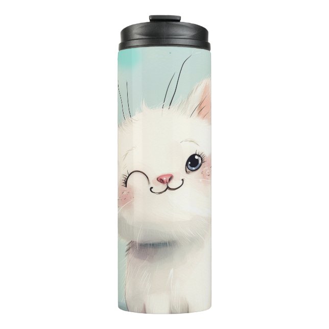 Niedlich White Kitten Thermosbecher (Vorderseite)