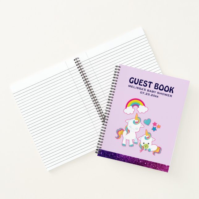 Niedlich White Unicorns Magical Mama & Baby Gästeb Notizbuch (Innenseite)