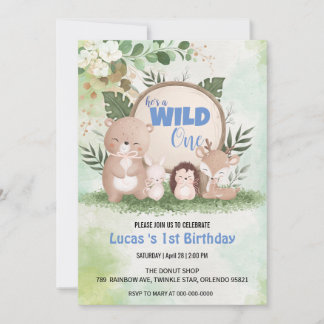 Niedlich Wild ein Dschungel Tier 1. Geburtstag Par Einladung