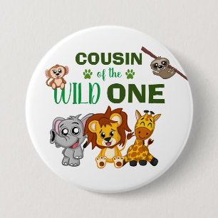 Niedlich Wild One Jungle Safari Tierpark Cousin Button