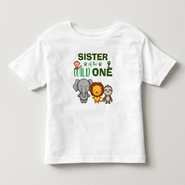 Niedlich Wild One Jungle Safari TierSchwester Zoo Kleinkind T-shirt (Vorderseite)