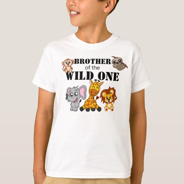 Niedlich Wild One Jungle Safari Tierzoo Bruder T-Shirt (Vorderseite)