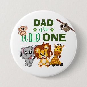 Niedlich Wild One Jungle Safari Zoo Tier-Vater Button