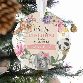 Niedlich Wild One Pink Jungle Kinder Weihnachten Ornament