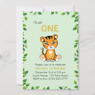 Niedlich Wild One Tiger Einladung zum 1. Geburtsta