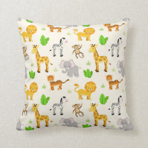 Niedlich Wild Safari Tier Modernes Kindermuster Kissen