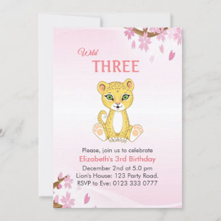 Niedlich Wild Three Leopard 3. Geburtstagseinladun Einladung