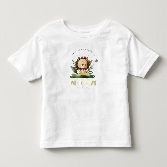 Niedlich Wild wunderbarer Jungle Animal Löwe Gebur Kleinkind T-shirt (Vorderseite)