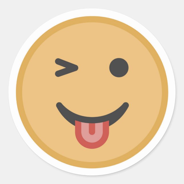 Niedlich Wink Emoji Face Runder Aufkleber (Vorderseite)