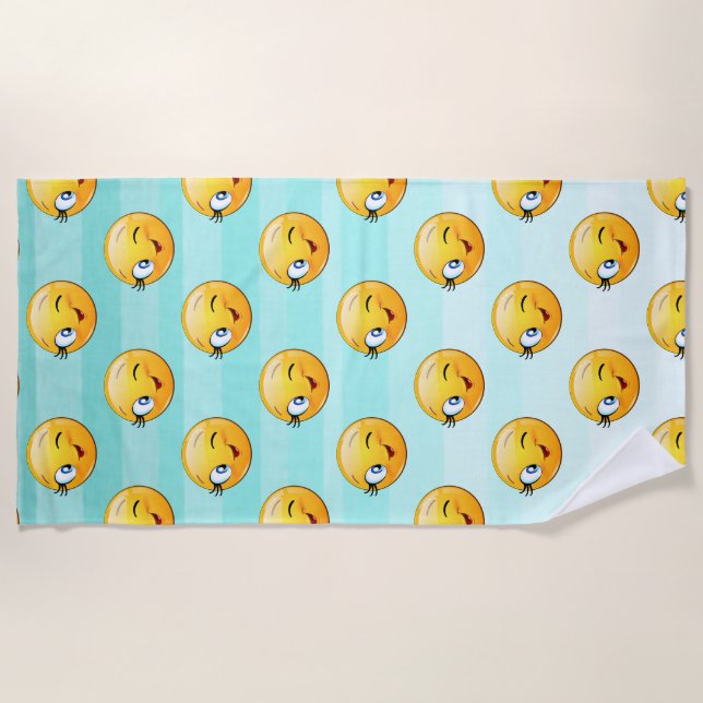 Niedlich Winking Face E moji Strandtuch (Vorderseite)