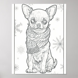 Niedlich Winter Chihuahua Farbseite Poster