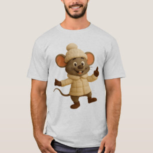 Niedlich Winter Mouse T - Shirt   Funny Cartoon Co