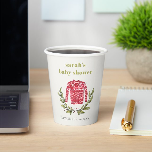 Niedlich Winter Red Green Ugly Sweater Baby Dusche Pappbecher (InSitu)