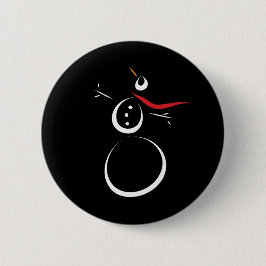 Niedlich Winter Snowman Black Button