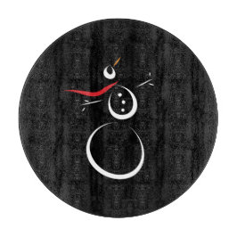 Niedlich Winter Snowman Black Schneidebrett