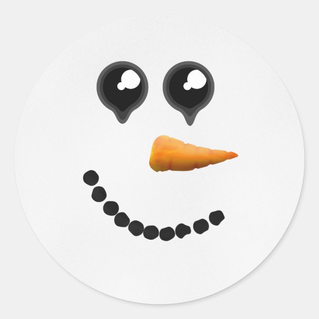 Niedlich Winter Snowman Face Runder Aufkleber (Vorderseite)