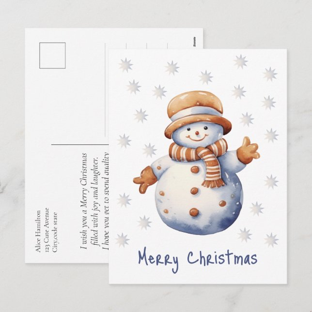 Niedlich Winter Snowman Frohe Weihnachten (Vorne/Hinten)