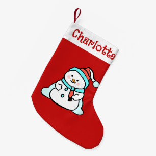 Niedlich Winter Snowman Kinder Name Red Kleiner Weihnachtsstrumpf