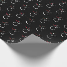 Niedlich Winter Snowman Pattern Schwarz