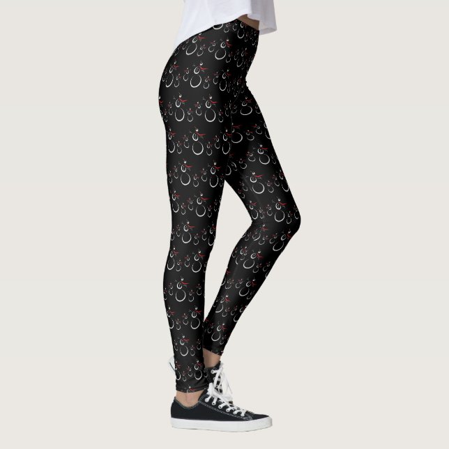 Niedlich Winter Snowman Pattern Schwarz Leggings (Rechts)