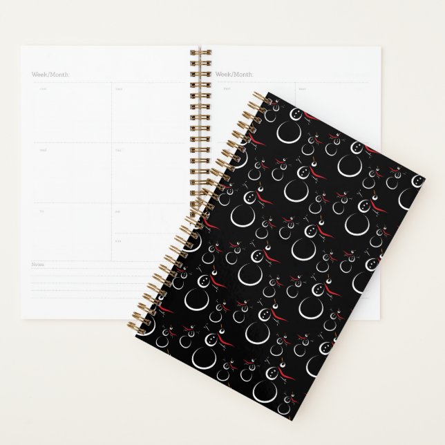 Niedlich Winter Snowman Pattern Schwarz Planer (Anzeige)