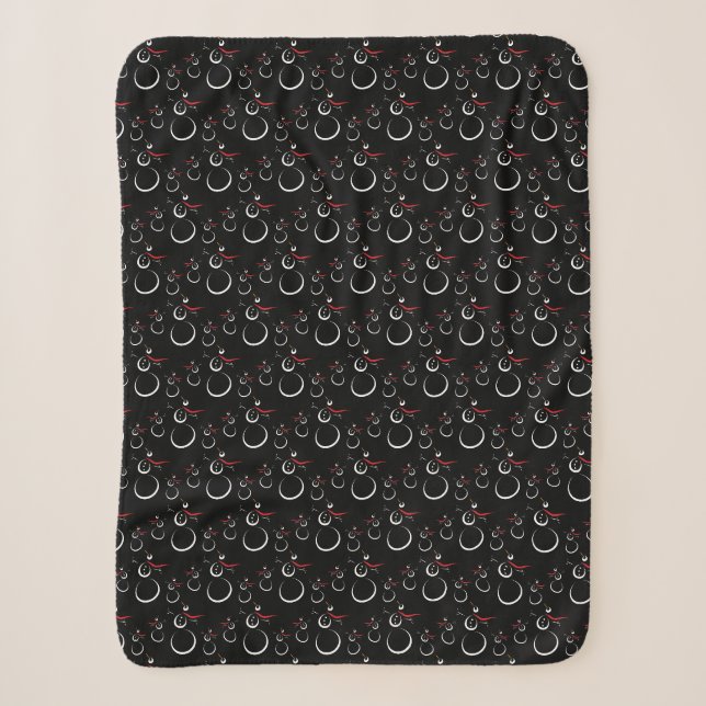 Niedlich Winter Snowman Pattern Schwarz Sherpadecke (Vorderseite)