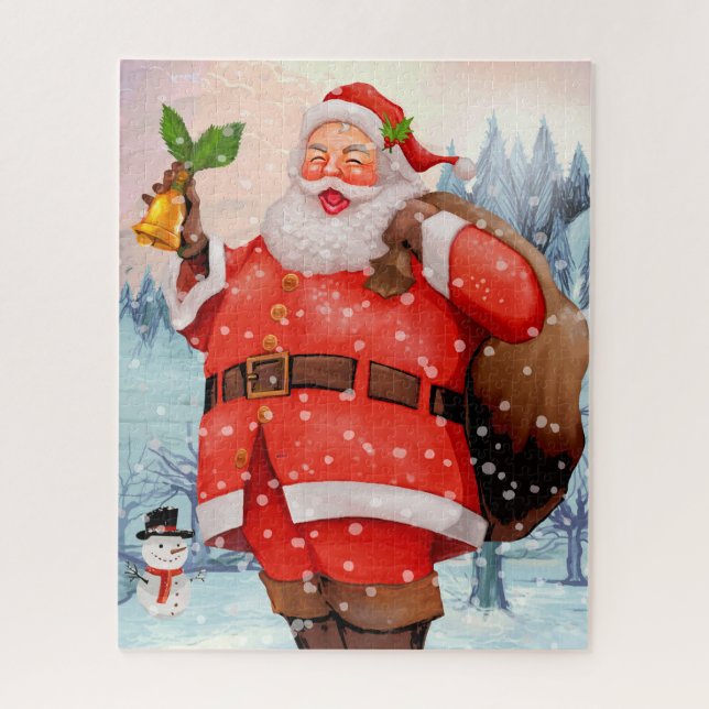 Niedlich Winter Watercolor Santa Claus Snowman (Vertikal)