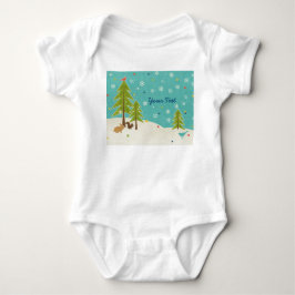 Niedlich Winter Wonderland Waldlandschaft personal Baby Strampler