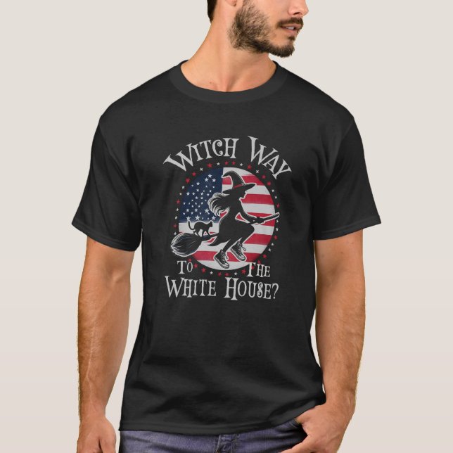 Niedlich WITCH WAY THE WHITE HOUSE Kamala Harris W T-Shirt (Vorderseite)