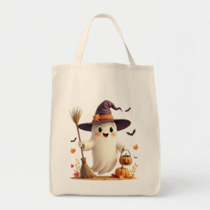 Niedlich Witchy Ghost Halloween Tragetasche