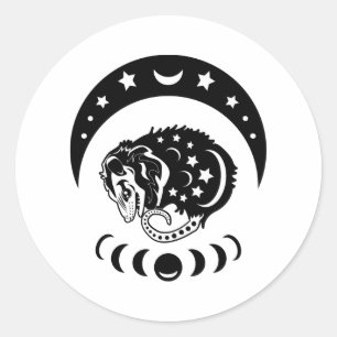 Niedlich Witchy Opossum Runder Aufkleber