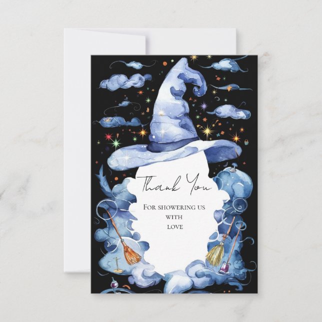 Niedlich Wizard Hat Baby Dusche Dankeskarte (Vorderseite)