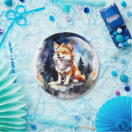 Niedlich Wolf Pup Baby Dusche Pappteller