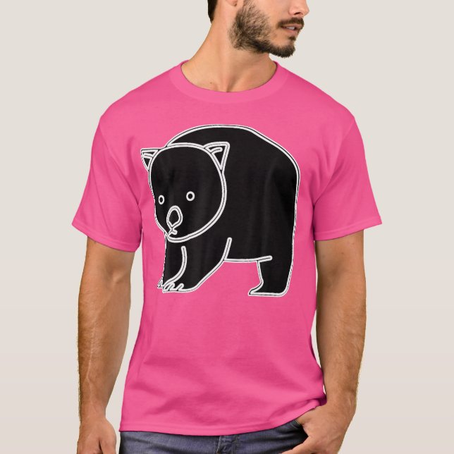 Niedlich Wombat Black T-Shirt (Vorderseite)