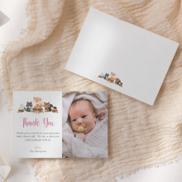 Niedlich Woodland Animal Baby Dusche Danke Karte