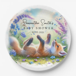 Niedlich Woodland Baby Fox Babydusche Pappteller