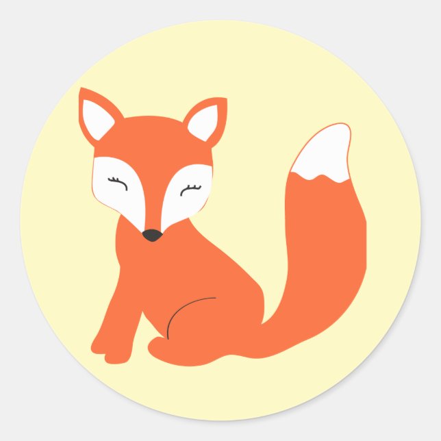 Niedlich Woodland Baby Fox Runder Aufkleber (Vorderseite)