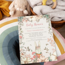 Niedlich Woodland Bunny Script Girl Babydusche