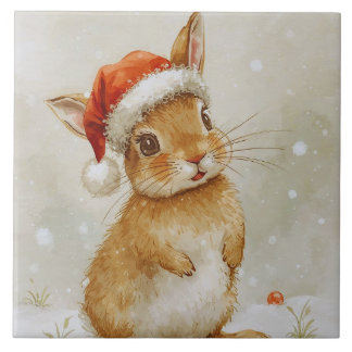 Niedlich Woodland Christmas Bunny Fliese
