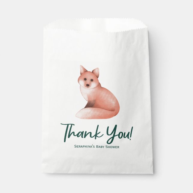 Niedlich Woodland Fox Babydusche Vielen Dank Geschenktütchen (Vorderseite)