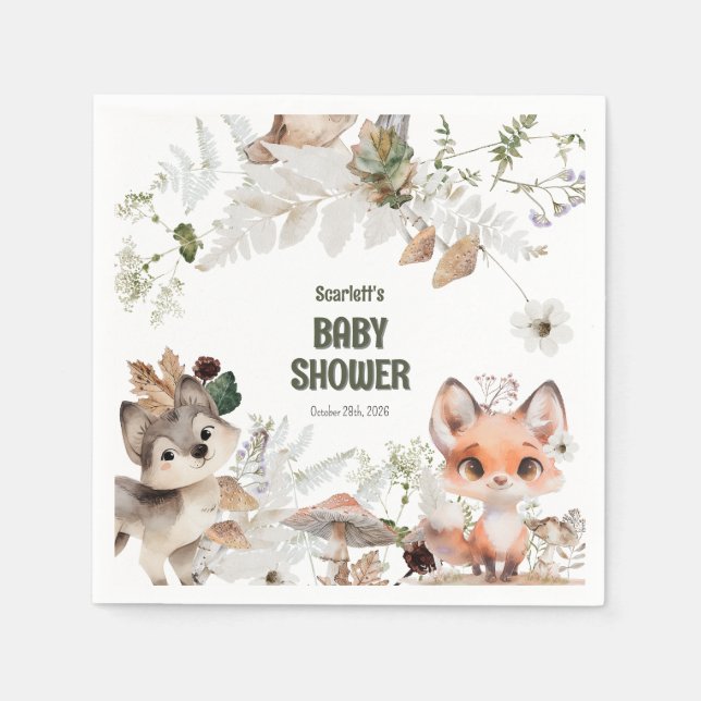 Niedlich Woodland Friends Kinderdusche Serviette (Vorderseite)