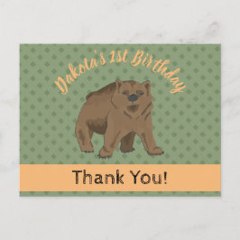 Niedlich Woodland Grizzly Bären Cub Danke Postkarte