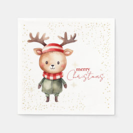 Niedlich Woodland Rentier Weihnachtself Serviette